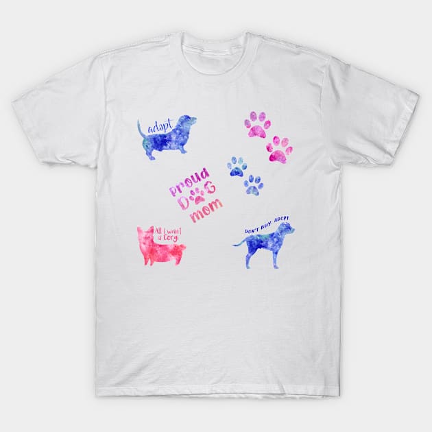 Watercolor set dog stickers dogs set T-Shirt by WatercolorFun